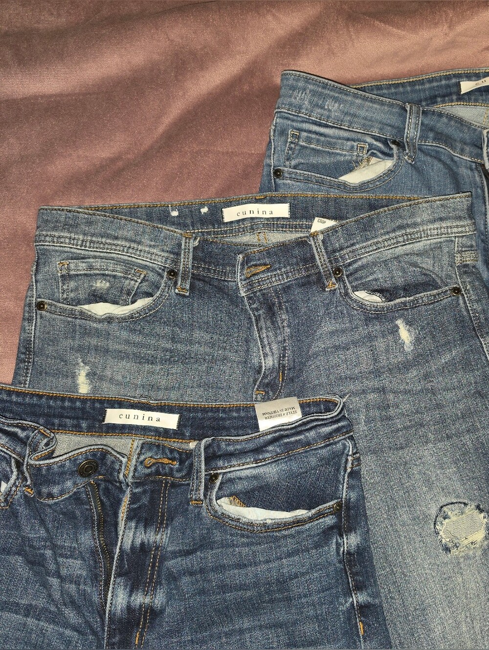 eunina Skinny Distressed Blue Jeans Trio